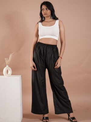 Black Women's Plain Palazzo Pants - Comfortable & Stylish Palazzo for Daily Wear | Teradozz