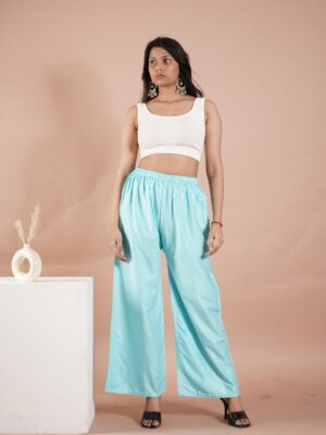 Firozi Blue Women's Plain Palazzo Pants - Comfortable & Stylish Palazzo for Daily Wear | Teradozz
