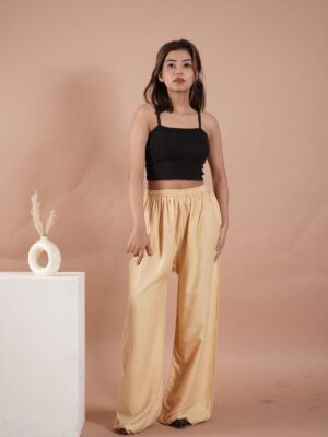 Gold Women's Plain Palazzo Pants - Comfortable & Stylish Palazzo for Daily Wear | Teradozz