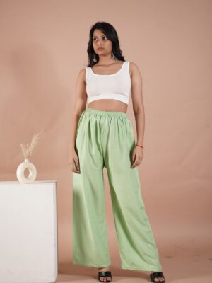 Light Green Women's Plain Palazzo Pants - Comfortable & Stylish Palazzo for Daily Wear | Teradozz