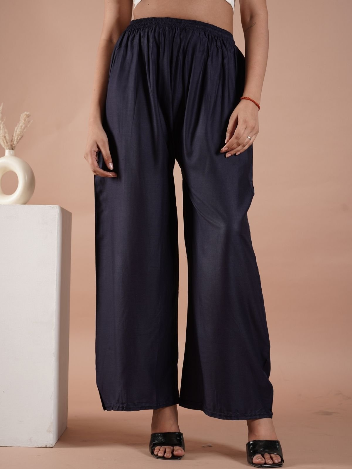 Navy Blue Women's Plain Palazzo Pants - Comfortable & Stylish Palazzo for Daily Wear | Teradozz Navy Blue Women's Plain Palazzo Pants - Comfortable & Stylish Palazzo for Daily Wear | Teradozz - Image 5