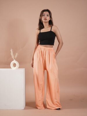 Peach Women's Plain Palazzo Pants - Comfortable & Stylish Palazzo for Daily Wear | Teradozz