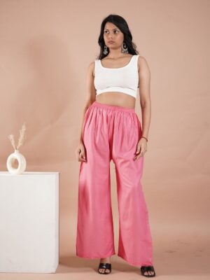 Rani Pink Women's Plain Palazzo Pants - Comfortable & Stylish Palazzo for Daily Wear | Teradozz