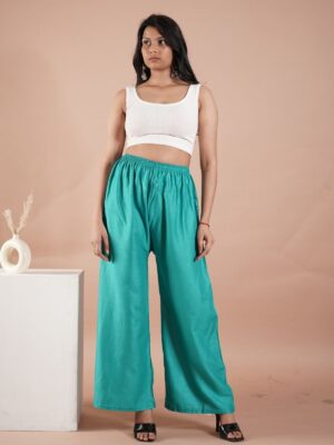 Ramgarh Green Women's Plain Palazzo Pants - Comfortable & Stylish Palazzo for Daily Wear | Teradozz